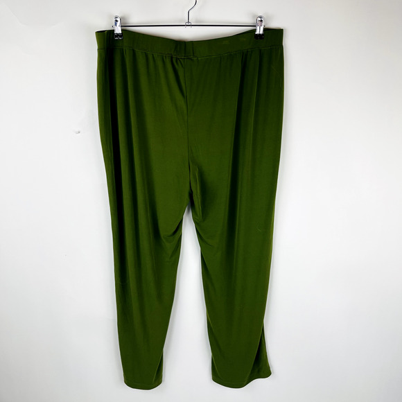 Susan Graver Sz 3XT Tall Plus Liquid Knit Pull On Wide Leg Pants Green - Picture 5 of 10